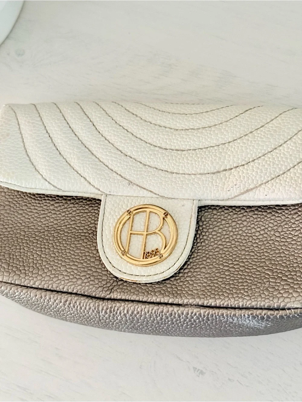 Henri Bendel Pebbled Leather Flap Clutch with Wristlet Chain